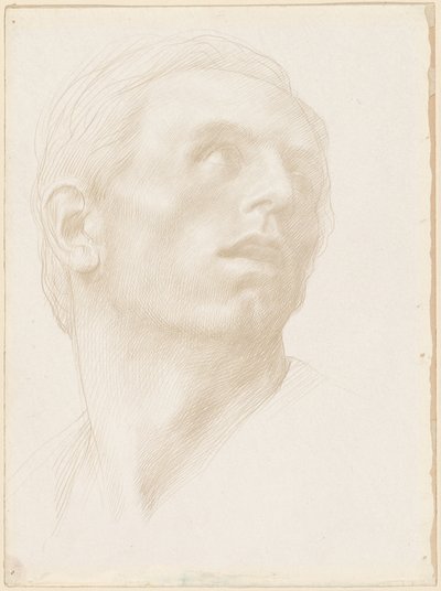 Head of a Man Looking Up to the Right by Alphonse Legros