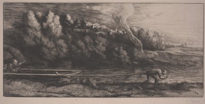 Landscape with boat by Alphonse Legros