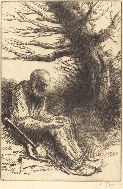 Old Man, Old Tree by Alphonse Legros