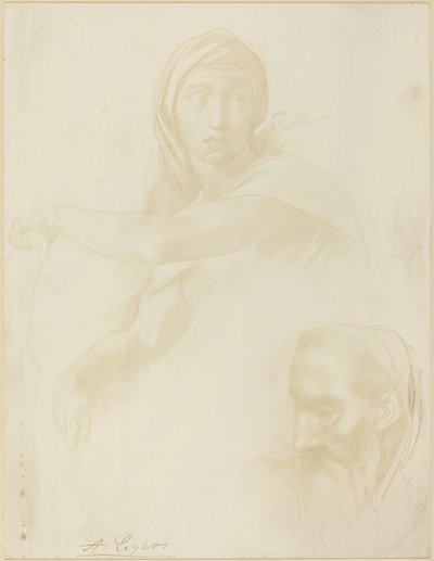 Study of Delphic Sibyl, Head of a Man by Alphonse Legros