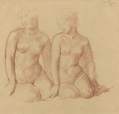 Study of Two Figures Seated Side by Side by Alphonse Legros