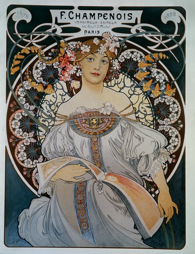 Advertising for the printer-publisher F. Champenois - by Mucha by Alphonse Mucha