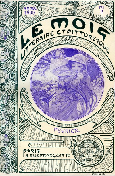 Cover of the magazine Le Month litteraire et picturesque by Alphonse Mucha: month of February 1899 - Maison de la Bonne Presse by Alphonse Mucha