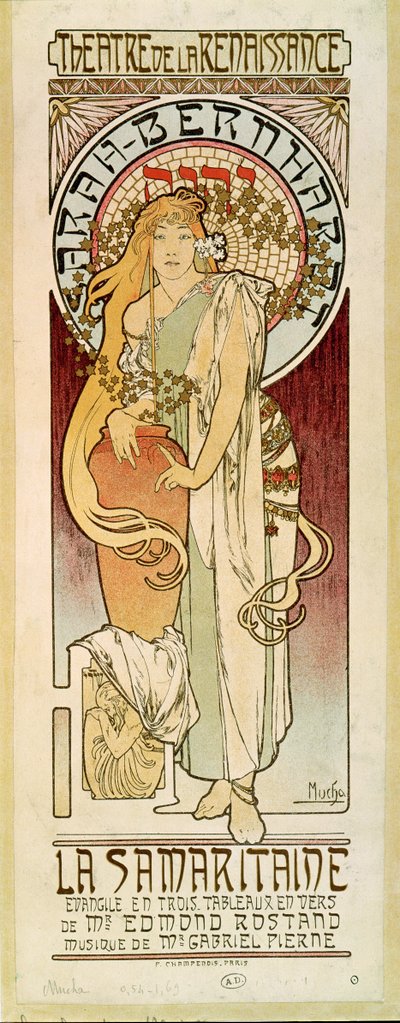 La Samaritaine with Actress Sarah Bernhardt, Play by Edmond Rostand by Alphonse Marie Mucha