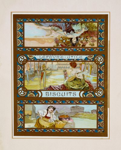 Lefevre-Utile, Biscuits, c.1910 by Alphonse Mucha