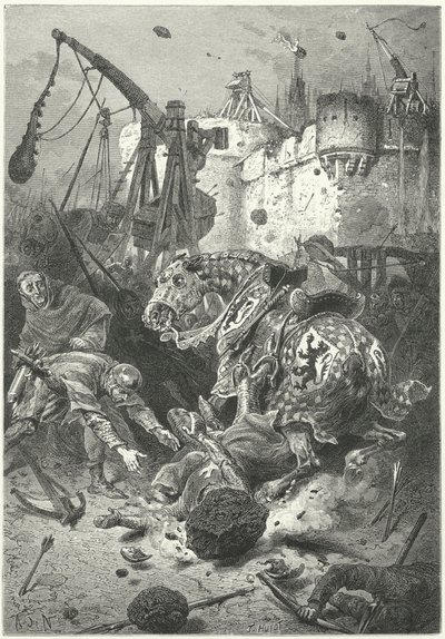The death of Simon de Montfort at the Siege of Toulouse by Alphonse Marie de (after) Neuville