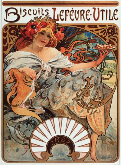 Advertising poster for Lefevre Utile Biscuits, 1897 by Alphonse Mucha
