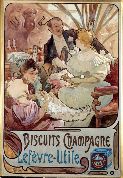 Advertising Poster for Biscuits Champagne by Lefevre Utile by Alphonse Mucha