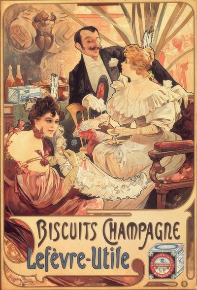 Champagne Biscuits / Lefèvre-Utile by Alphonse Mucha