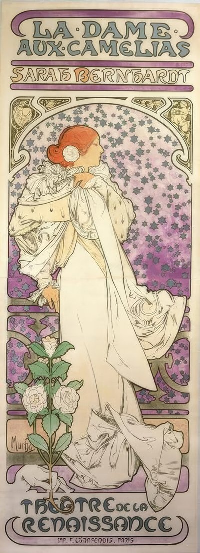 The Lady of the Camellias / Theatre of the Renaissance by Alphonse Mucha
