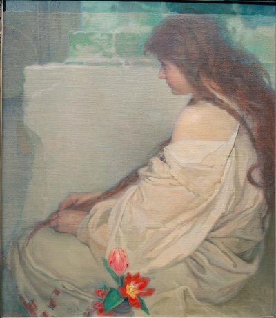 Girl with Tulips by Alphonse Mucha