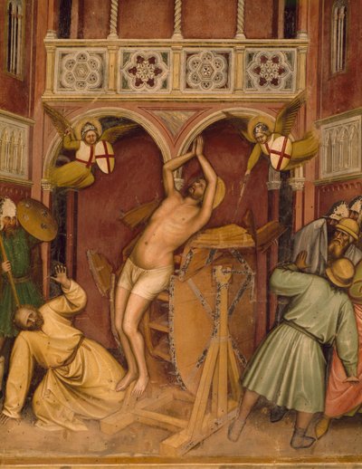 St George being subjected to wheel of torture by Altichiero da Zevio