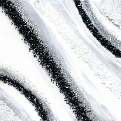 Black Silver Glitter Abstract by Alyson Storms