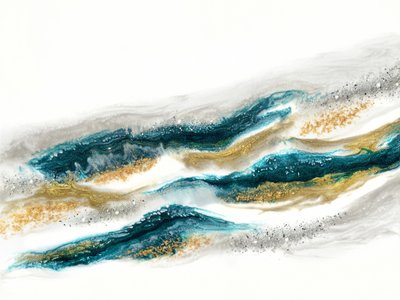 Fluid Gold Teal Waves by Alyson Storms