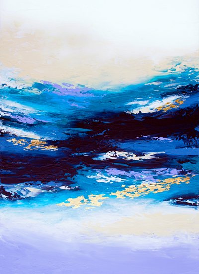 Golden Deep Blue Flow by Alyson Storms