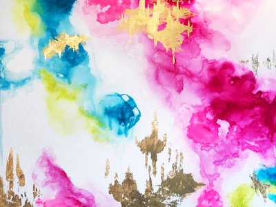 Golden Pink Blue Ink by Alyson Storms