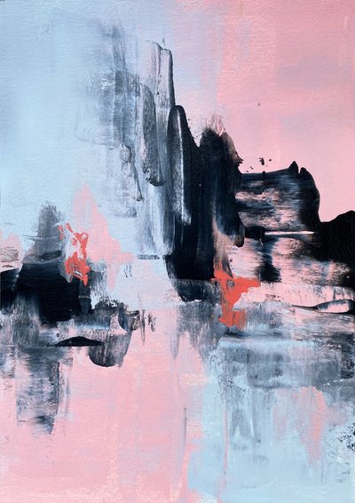 Modern Abstract Pink Blue by Alyson Storms