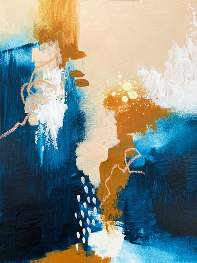 Vibrant Blue Gold Flow by Alyson Storms