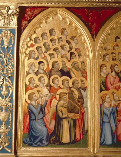 Angels from the Coronation of the Virgin Polyptych (middle left panel) by Ambrogio Bondone Giotto