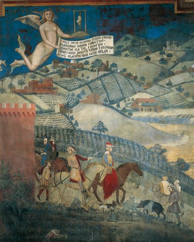 Effects of Good Government in Country (detail) by Ambrogio Lorenzetti