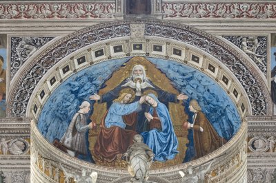 Coronation of the Virgin Mary with God and the Holy Spirit Between Francesco and Ludovico Sforza by Ambrogio da Fossano (c.1460 1523)