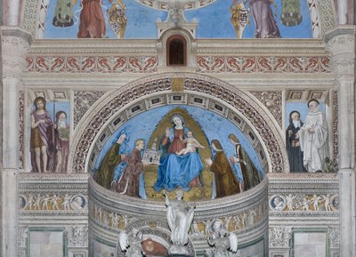 Gian Galeazzo Visconti and Sons Offering the Model of the Charterhouse to the Virgin Mary by Ambrogio da Fossano