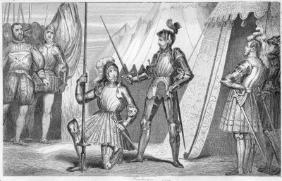 Francis I of France Requesting to be Knighted by the Chevalier Bayard after Victory at the Battle of Marignano, Italy by Ambroise Tardieu