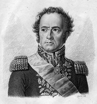 Maximilien Sébastien Foy, French General and politician - in Portraits of the French generals following the victories and conquests of the French. Engraved by Ambroise Tardieu in 1818. Stella Collection by Ambroise Tardieu