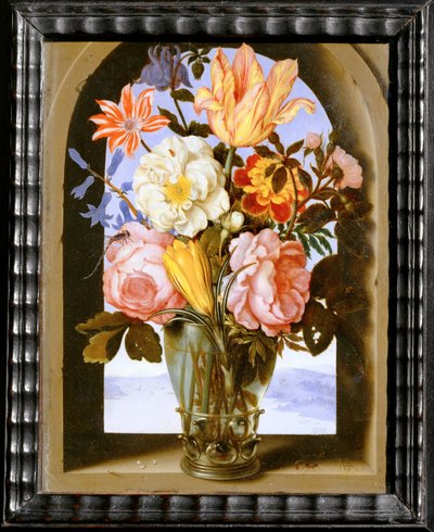 Bouquet of Flowers in a Stone Archway Opening by Ambrosius II Bosschaert