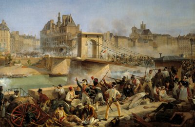 Revolution of 1830, Day of July: Attack on the Hotel de Ville de Paris and Fight on the Bridge of Arcole, July 28, 1830 by Amédée Bourgeois