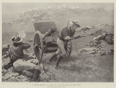 A Trooper bringing up a Maxim Gun after the Horses had been killed by Amedee Forestier