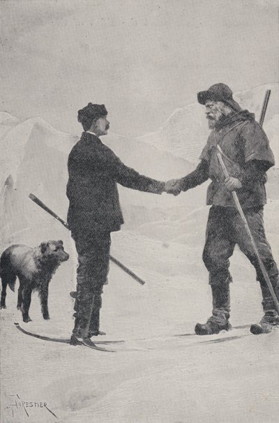 Meeting of polar explorers Frederick George Jackson and Fridtjof Nansen, Franz Josef Land, 1896 by Amedee Forestier
