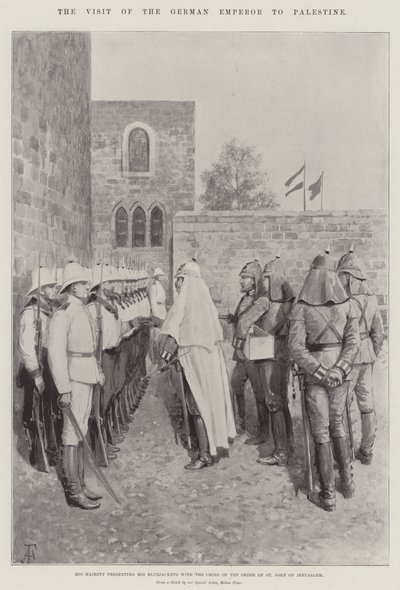 The Visit of the German Emperor to Palestine, His Majesty Presenting his Bluejackets with the Cross of the Order of St John of Jerusalem by Amedee Forestier