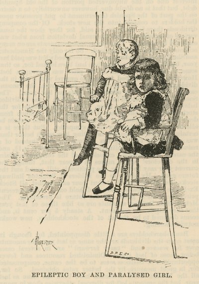 The West End Hospital for Paralysis and Epilepsy, Welbeck Street, London: Epileptic Boy and Paralysed Girl by Amedee Forestier