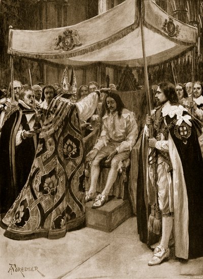 The anointing of Charles I by George Abbot, Archbishop of Canterbury, at Westminster Abbey, on Candlemas Day, 1626 by Amedee Forestier