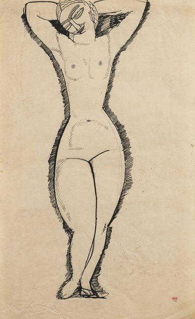 Standing Nude with Raised Arms by Amedeo Modigliani