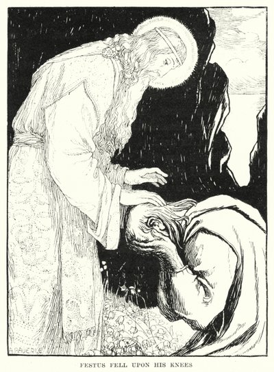 Festus Fell Upon His Knees by Amelia M. (attr.to) Bowerley or Bauerle