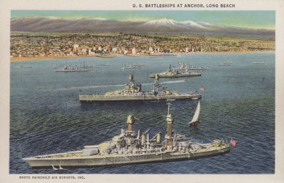 California: US Battleships at anchor, Long Beach by American Photographer (after)