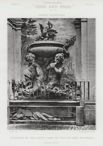 Fountain in the Courtyard of the Palazzo Vicariato, Rome, Italy by American Photographer (after)