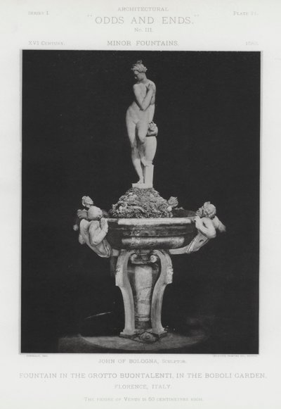 Fountain in the Grotto Buontalenti, in the Boboli Garden, Florence, Italy by American Photographer (after)