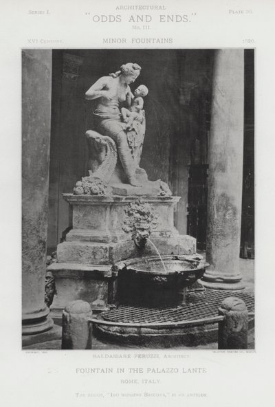 Fountain in the Palazzo Lante, Rome, Italy by American Photographer (after)