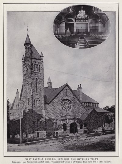 Jamestown, NY: First Baptist Church, Exterior and Interior views by American Photographer (after)