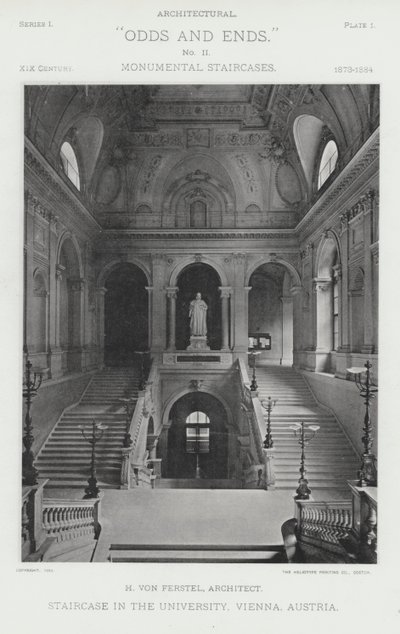 Staircase in the University, Vienna, Austria by American Photographer (after)