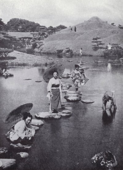 Stepping-stones in the little lake at Kumamato by American Photographer (after)
