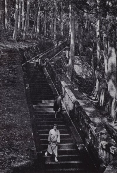The Stairs Leading to the Tomb of the Shogun Ieyasu (b/w photo) by American Photographer (after)