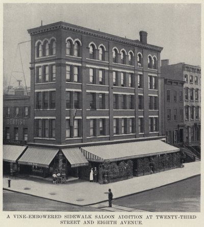 A Vine-Embowered Sidewalk Saloon Addition at Twenty-Third Street and Eighth Avenue by American Photographer