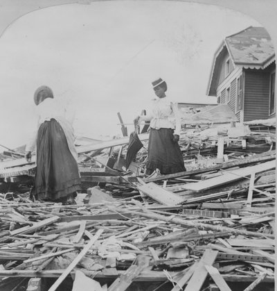 Galveston disaster, trying to find where their home stood by American Photographer