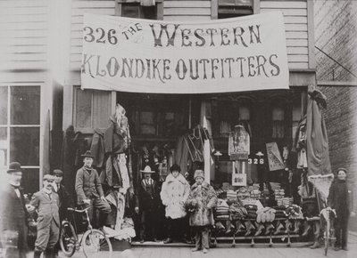 Klondike Outfitters store, Cordova Street, Vancouver 1897 by American Photographer