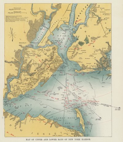 Map of Upper and Lower Bays of New York Harbor by American Photographer