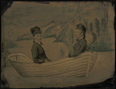 Portrait of Two Women in a Boat, 1880s by American Photographer